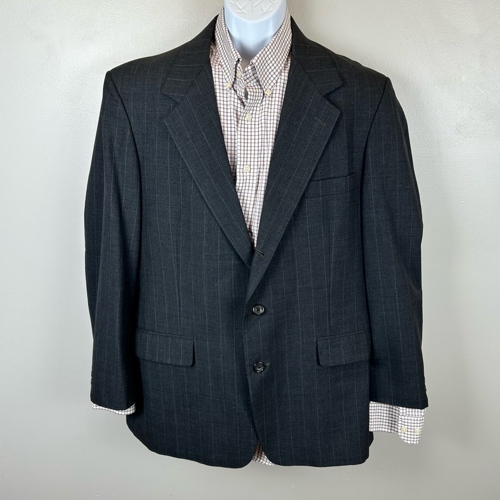 Harold Powell Blazer Pin Striped Mens 44R Gray 3 Button Single Vent Sport Coat‎